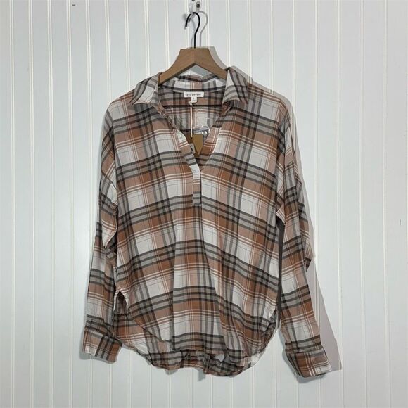 Blu Pepper Tops - Blu Pepper Plaid Shirt Women’s Small NWT Fall Button V-Neck Pullover Cozy Cabin